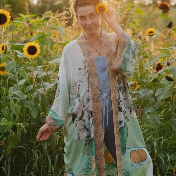 I Paint My Dream Van Gogh Opera Duster Kimono Robe - Picture 4 of 14